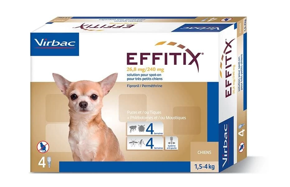 Effitix Spot On TrĂšs Petit Chien 1.5 - 4 Kg 4 Pipettes