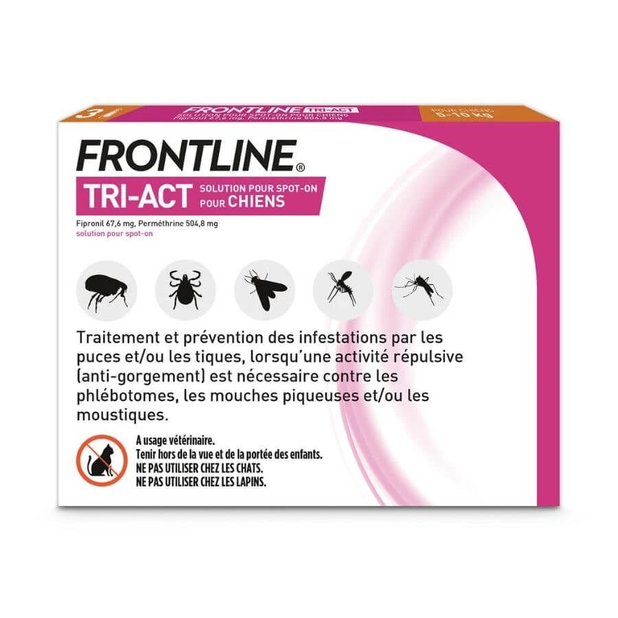 Frontline Tri Act Spot On Petit Chien 5 - 10 Kg 3 Pipettes â Image 2