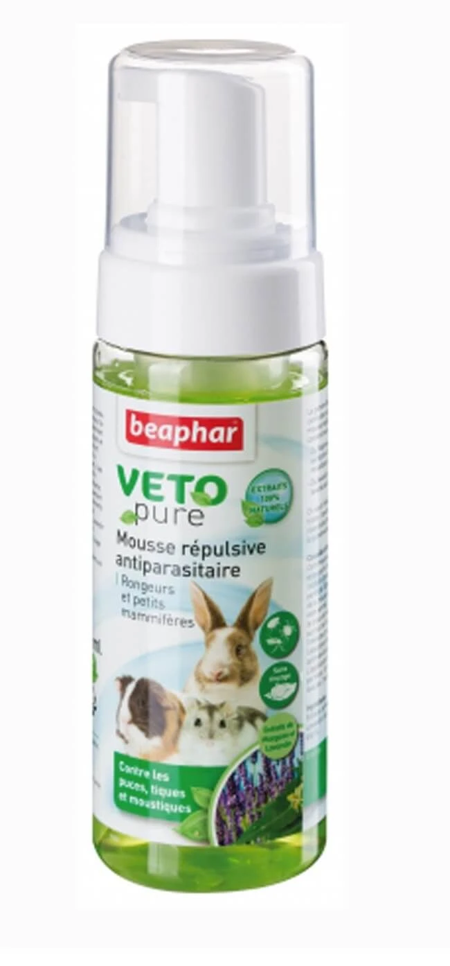 Beaphar VETOpure Mousse Répulsive Antiparasitaire, Rongeurs Et Petits Mammifères 150 Ml